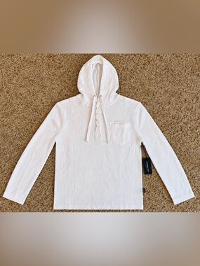 NWT Kenneth Cole New York White Waffle Henley Hoodie Men’s L